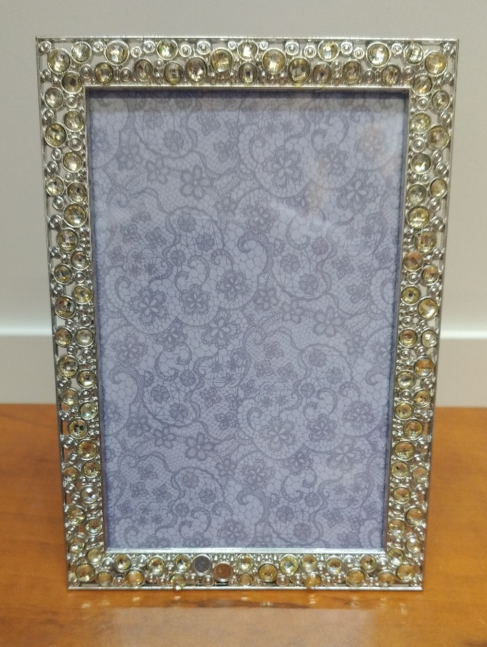 Sheffield Home Silver Crystal Accent Metal Picture Frame 4x6"